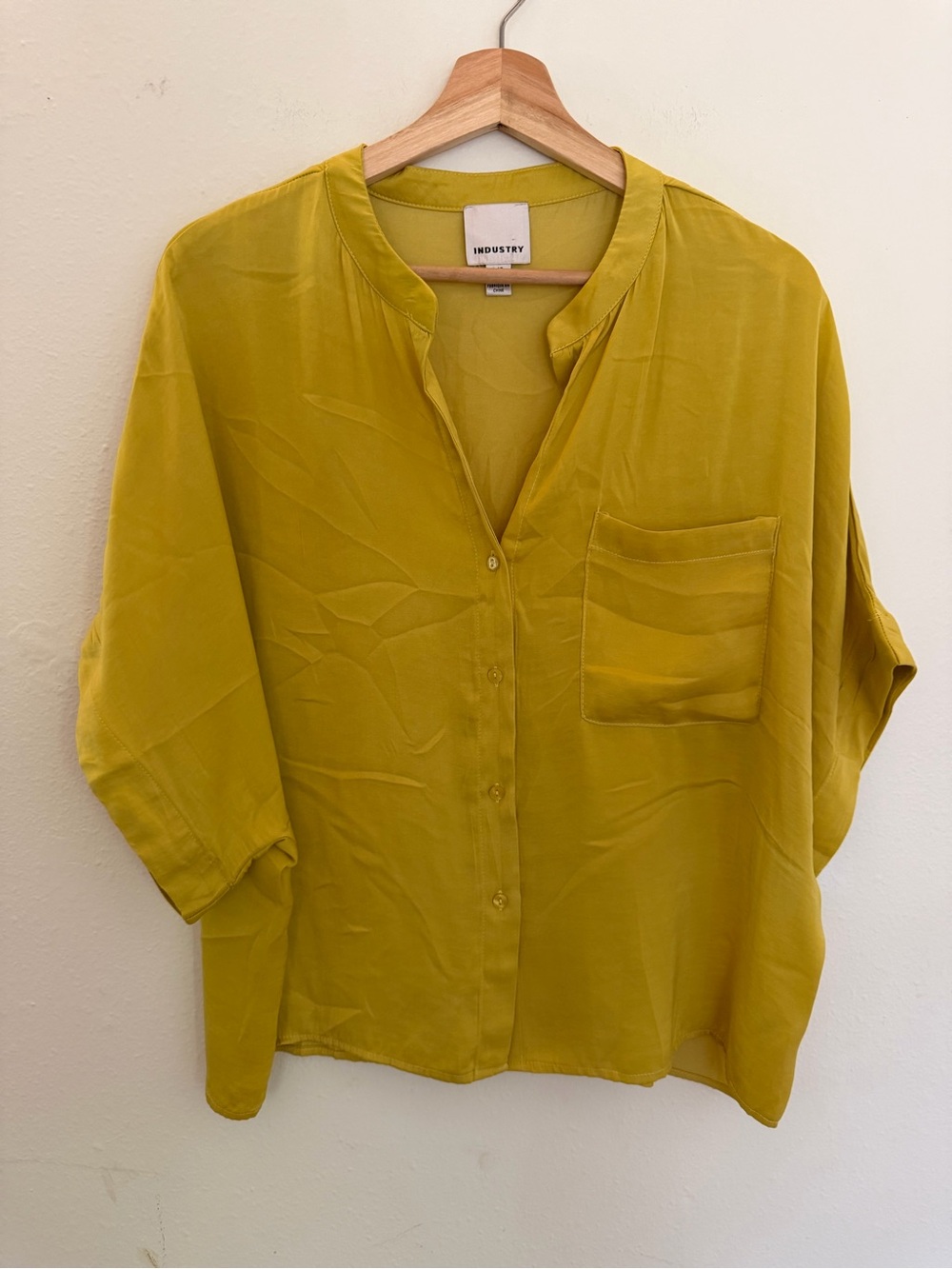 INDUSTRY Mustard Button-Front Relaxed Blouse